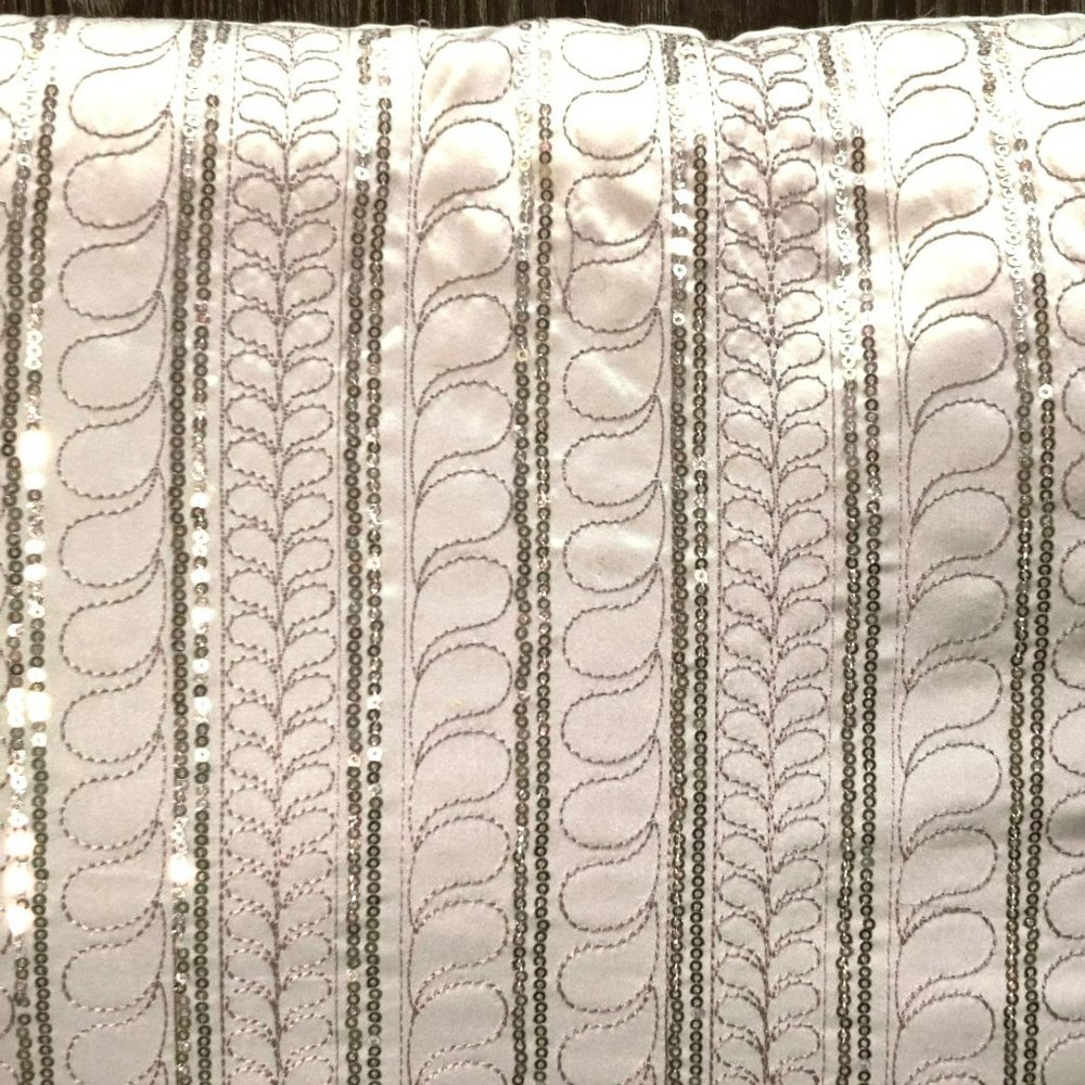 S.L. Home Fashions Pillow Pale Blue Cover Silver Sequin Design 100% Cotton Cover